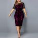 Women's Plus Size Sequin Dress Short Sleeve Personalized Extra Large Size_ecoleips.com