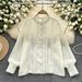 Elegant French-Style Lace Trimmed Blouse With Lantern Sleeves – Romantic & Youthful Women's Top_ecoleips.com