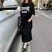 Summer Korean Version Of Large Size Women's Clothing Casual Long Dress Loose Knee T-shirt Long Dress Women's Nightdress_ecoleips.com