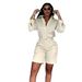 TW860 Women's Fashion Set with Lapel Solid Color Summer Casual Long Sleeved Shirt And Shorts European And American Style_ecoleips.com