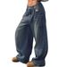 "Distressed Wide-Leg Denim Jeans – Extra Long & Loose Fit (Bluish/Black/Light Gray, XS-XXL)"_ecoleips.com