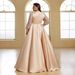 Women's plus Size Formal Evening Dress Elegant Sequined Satin Lantern Sleeve round Neck FSSL6225_ecoleips.com