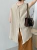 K Design Sense: Back Slit Round Neck Vest, Women's Casual Commuting Versatile Sleeveless Top_ecoleips.com