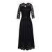 Splicing Dress, Crew Neck Lace Dress Evening Dress_ecoleips.com