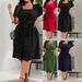 Women's Plus Size Retro Polka Dot Dress - Elegant Square Neck & Wrap Waist | Flared Swing Skirt (S-3XL) | Soft Cotton Blend_ecoleips.com