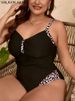 2026 Leopard Patchwork Plus Size Swimwear Women Push UP Lady Large One Piece Swimsuit Brazilian Chubby Beach Curvy Bathing Suit_ecoleips.com