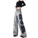 Spring And New Cross-Border American Retro Gradient Tie-Dye Jeans For Women Early Autumn Loose Versatile Straight-Leg_ecoleips.com