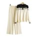 Women's Clothing Striped Sweater Suit Spring New Loose Fashion Casual Wide Leg Pants Knitted Two Piece Suit_ecoleips.com
