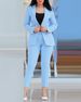 Women's Clothing Solid Color Slim Fit Casual Fashion Waist Double Breasted Two Piece Suit_ecoleips.com