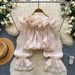 Sweet Off-Shoulder Chiffon Blouse Ruffled Trim Korean Style Long Sleeves Loose Fit Slimming Pink Elegant Top for Summer Women's Clothing_ecoleips.com