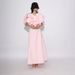 Women's Clothing Spring Style Beach Themed Maxi Dress Women's Off Shoulder Design Three Dimensional Floral Pattern Fitted Waist_ecoleips.com
