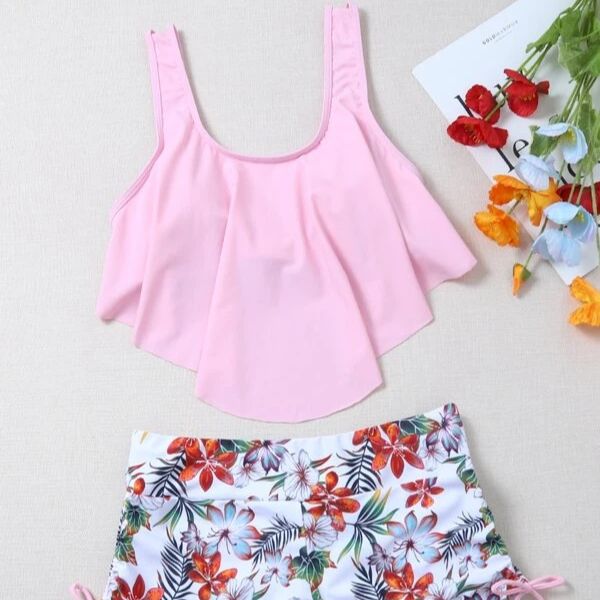Women's Clothing new sexy multi color ruffled wear tied string flat leg bikini two piece women's swimsuit_ecoleips.com