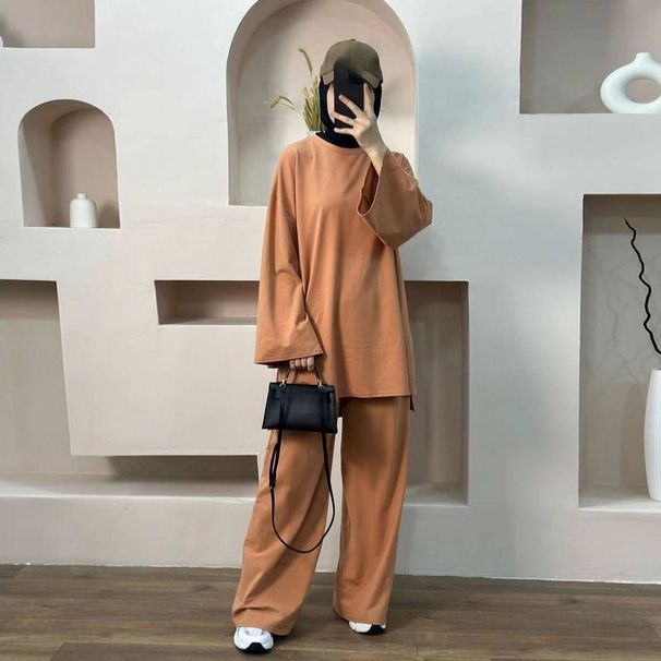 Women's Clothing Middle East Dubai Türkiye solid color loose two piece suit LR894_ecoleips.com