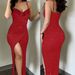Women's Clothing Colorful Sequin Jacquard Sexy Suspender Slit Long Dress_ecoleips.com