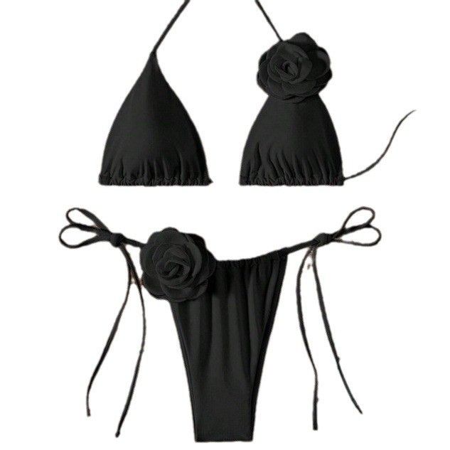 3D Floral Bikini Set For Women – Sexy High-Waisted Swimwear With Ruffled Details (Trendy Beach & Pool Outfit)_ecoleips.com