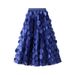 Plus-Size Black Mesh Skirt With 3D Polka Dots, Flared A-Line Midi Skirt – Retro Audrey Hepburn Style (L-4XL & One Size)_ecoleips.com