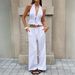 Women's Casual Sexy Halter Neck Backless Wide Leg Lace Up Clothing Spring/Summer_ecoleips.com