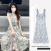 Elegant Floral Print Fairy Skirt Dress French Style Asymmetrical Waist Cinched Summer Dress City Walk Guest Greeting A-Line S..._ecoleips.com