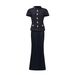 Fashion Casual For Women 2025 Summer New Elegant Round Neck Metal Buckle Patchwork Design Long Skirt Suit_ecoleips.com