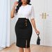 European And American Cross-border Plus-size Women's Fashion Casual Elegant Waist-slimming Bodycon Skirt With_ecoleips.com
