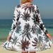 Women's Sexy Coconut Print Bikini Set - Strappy Triangle Bralette & High-Waist Swim Shorts With Sheer Cover-Up (3-Piece)"_ecoleips.com