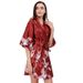 2020 Summer Silk Cross-Border Crane Print Short Pajamas Women's Bathrobe Morning Robe_ecoleips.com