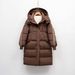 Women's Winter New Fashion Korean Version Medium And Long Coffee Color Retro White Duck Down Jacket Hooded And Thickened_ecoleips.com