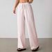Women's Wide Leg Pants Drawstring Waist Casual Striped Elastic Trousers Multiple Contrast Colors Available_ecoleips.com