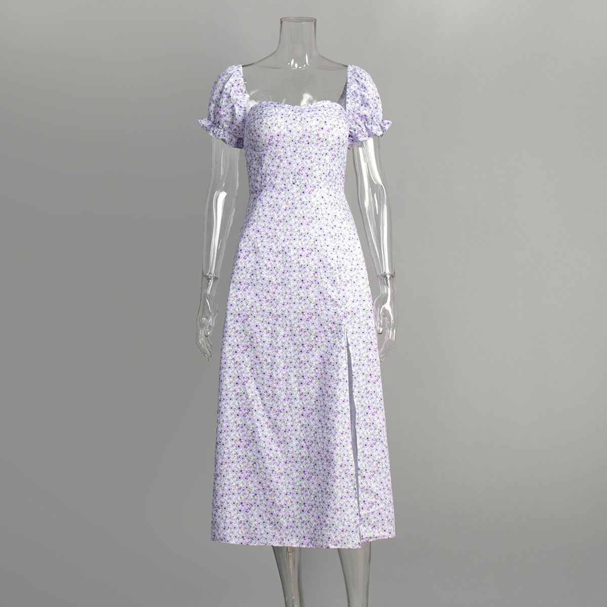 One Shoulder Floral 2025 Summer New Sexy Slit Slim Fit Temperament Long Dress_ecoleips.com