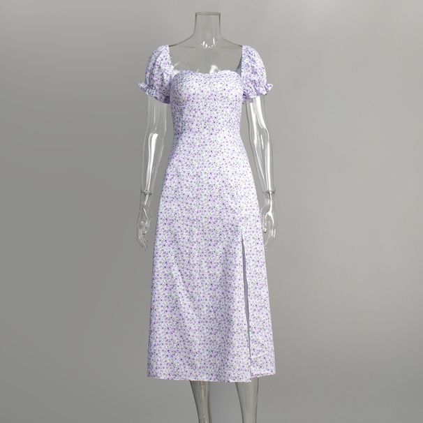 One Shoulder Floral 2025 Summer New Sexy Slit Slim Fit Temperament Long Dress_ecoleips.com