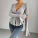 Elegant V-Neck Ruffle Blouse – Flared Sleeve Tunic Top For Women (S-XL, 5 Colors)_ecoleips.com