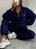 Women's Quarter Zipper Stand Collar Long Sleeve Sweatshirt And Jogger Pants Set Casual Comfortable Two-Piece Outfit In Multiple Colors_ecoleips.com