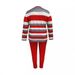 Plus Size Striped Print Shirt And Sports Pants Set Summer Fashion Long Sleeve Casual Comfortable Two-Piece Outfit For Women_ecoleips.com
