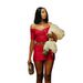 Women's Cross V-Neck Short Sleeve & Mini Skirt Set – Stretchy Polyester Ruched Outfit (Black/Silver/Red, S-Xl)_ecoleips.com