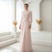 Women's Elegant Rhinestone-Embellished Maxi Dress – Flowy, 3/4 Sleeve, Round Neck (XS-3XL, Red & White)_ecoleips.com