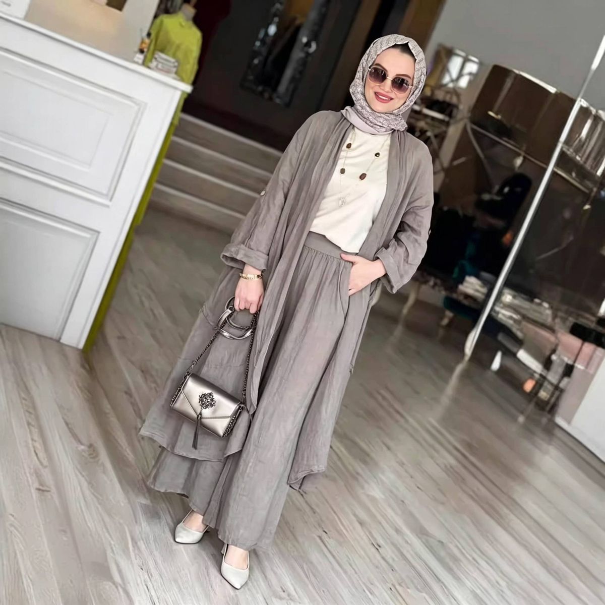 Women's Clothing Spring And Summer New Fashion Loose Long Cardigan Casual Wide Leg Pants Two Piece Suit_ecoleips.com