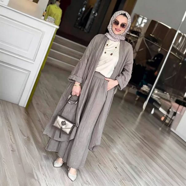 Women's Clothing Spring And Summer New Fashion Loose Long Cardigan Casual Wide Leg Pants Two Piece Suit_ecoleips.com
