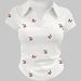 Fashion Women's Pocket Shirt Cherry Print C 9763 New Style Top Relaxed Everyday Wear Comfortable Feshion_ecoleips.com