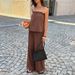Women's Strapless Ruffled Wide Leg Pants Set European And American Casual Commuter Style Spring/Summer Cross Border Clothing_ecoleips.com