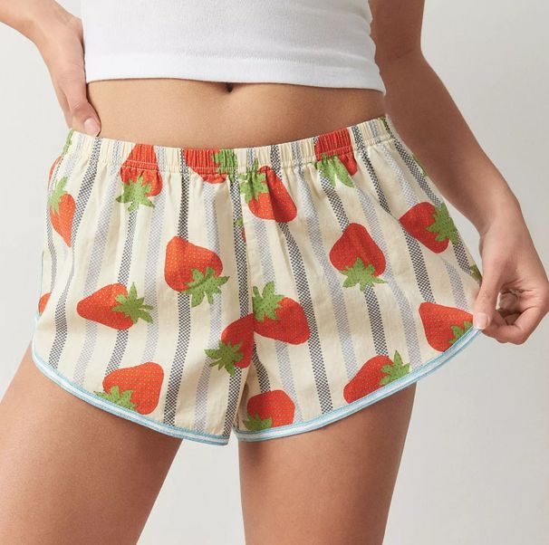 Women Fairycore Striped Lounge Shorts Elastic Waist Loose Wide Leg Sleep Bottoms Summer Casual Pajama Shorts Kawaii Homewear_ecoleips.com