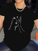 Comfortable Lovely Cat Paw Heart Print T-Shirt Short Sleeve T Shirt Women's T-Shirt Clothing Top Tee_ecoleips.com
