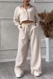 Women's Clothing 2 Piece Set Large Size Fashion Shirt Set High Waist Loose Pants_ecoleips.com