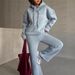 Women's Clothing Oversized Hoodie & Jogger Set - Lazy Chic Letter Print Lounge Wear Two-Piece Outfit For Women (Blue/Peach/Black/White)_ecoleips.com