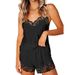 Women's Clothing Sexy Lace Splicing Suspender Shorts Home Pajamas Two Piece Set_ecoleips.com