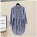 Oversized Drop-Shoulder Striped Shirt | High Manganese Washed Long Sleeve Blouse For Women Spring Collection_ecoleips.com