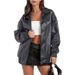 Women's PU Leather Jacket With Lapel Collar, Long Sleeve Zip-Up Biker Style Coat With Side Pockets, Slim Fit Casual Outerwear For Urban Commute_ecoleips.com