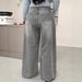 Cross-border American Retro Gray Wide-leg Casual Jeans For Women, 2025 Spring/summer High-waisted Drapey Floor-length_ecoleips.com