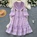 Women's Clothing Floral Lantern Sleeve Dress For Women Spring Hollow Hook Flower V Neck Design Light Luxury Temperament Long Dress_ecoleips.com
