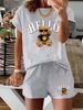 Women’s 2 Piece Outfit Set – Oversized Graphic T-Shirt And Biker Shorts Matching Set, Casual Summer Lounge Tracksuit For Daily Wear-304_ecoleips.com