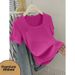 Stylish Women's Ribbed T-Shirt Square Neck Short Sleeve High End Durable Wear Resistant Unique Versatile Elegant Straight Shoulder_ecoleips.com